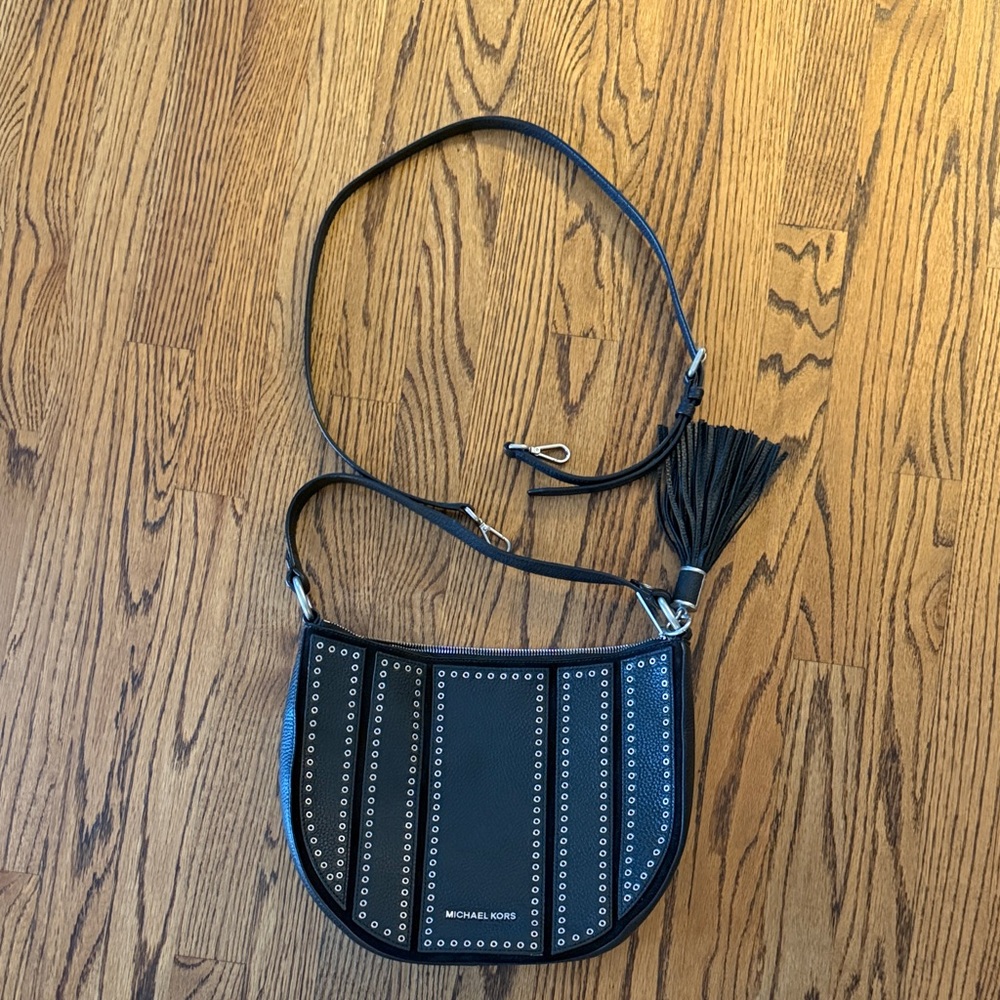 Michael Kors Black Crossbody Bag with Silver Studs